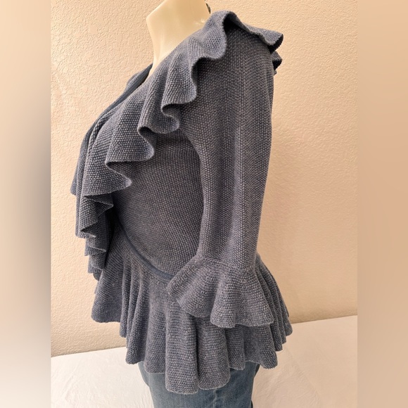 NWT Ralph Lauren Ruffle Cardigan S Ruffle Peplum Hem 3/4 Ruffle Bell Sleeve NWT - Picture 3 of 13